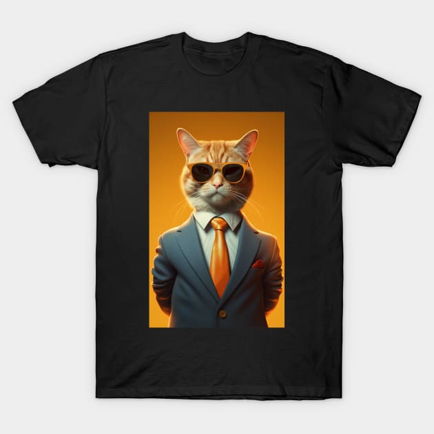 Cat Businessman T-Shirt by AviToys